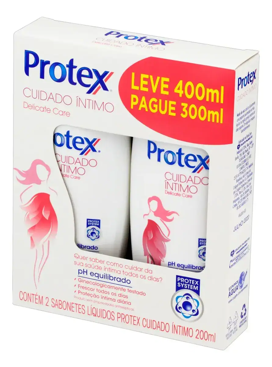 Pack Sabonete Líquido Íntimo Protex Delicate Care, Com 2x200ml