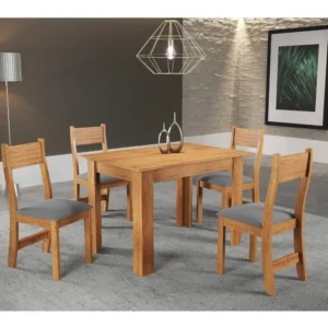 Conjunto Sala De Jantar Mesa Jude Com 4 Cadeiras Brisa Wt Mel/cinza