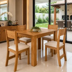 Conjunto Sala De Jantar Mesa Jude Com 4 Cadeiras Brisa Wt