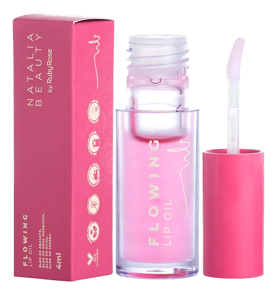 Lip Oil Labial Flowing Natália Beauty Ruby Rose