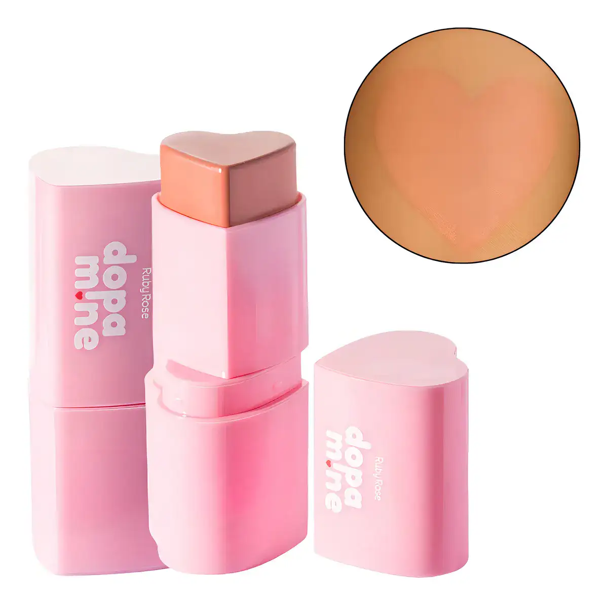 Blush Stick Bastão Coração Love Languages Dopamine Ruby Rose Maquiagem