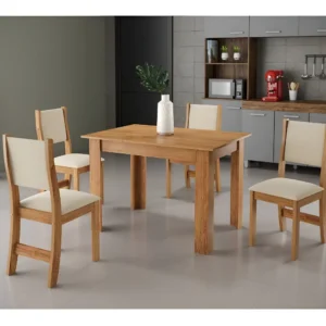 Conjunto Sala De Jantar Mesa Jude Com 4 Cadeiras Sol Viero