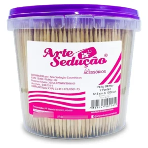 Kit Palito Para Unhas Bambu 2 Pontas Pote - 1000 Unidades Palitos Unha Ponta Dupla Manicure Pedicure