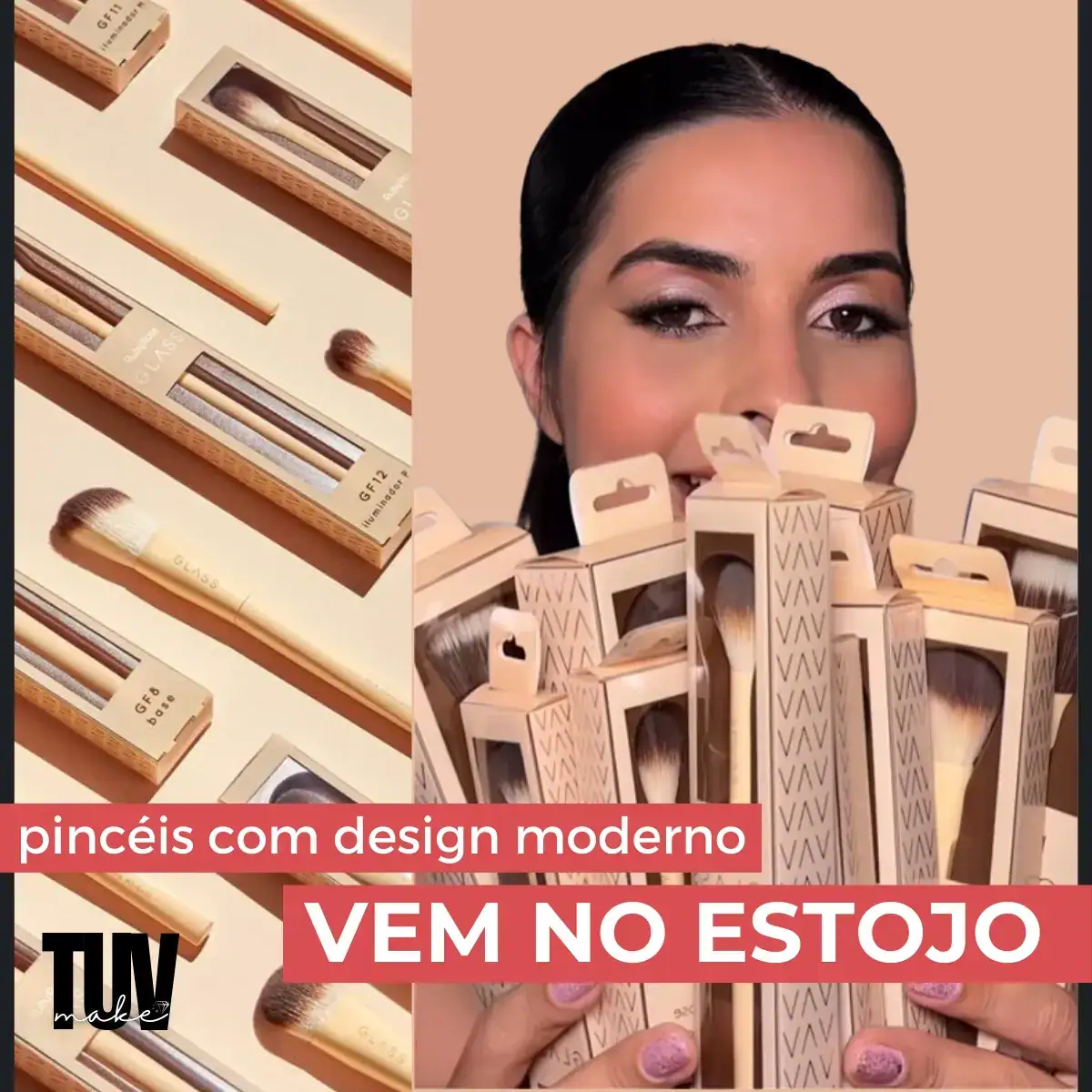 Pincel Maquiagem Rosto Ruby Rose Glass Cerdas Macias Unidade Cor 4 - Pó Contorno E Iluminador - Gf7 - Imagem 2