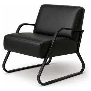 Poltrona Recepção Magno Pés Metal Couro Suede Veludo