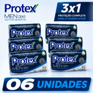 Kit 06 X Sabonete Protex Men 3 Em 1 Barba Corpo Cabelo Homem