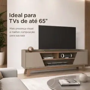 Rack Para Tv Até 65 Polegadas Sala Pé Maciço Portas E Pratel