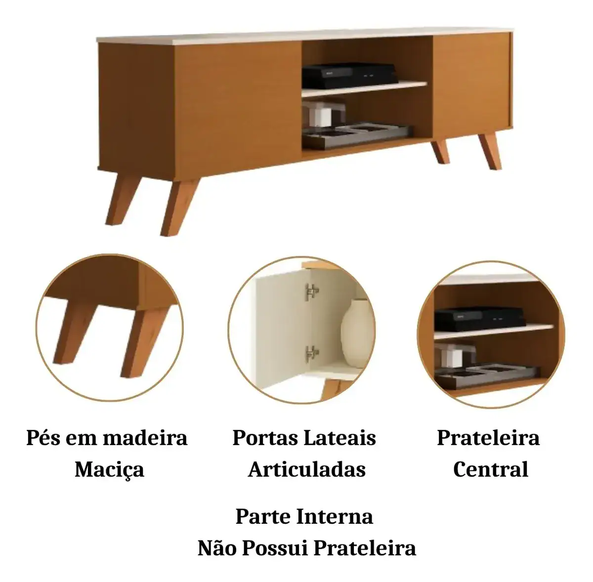 Rack Sala Estante Tv 58 Polegadas Home Bancada Helena - Imagem 5