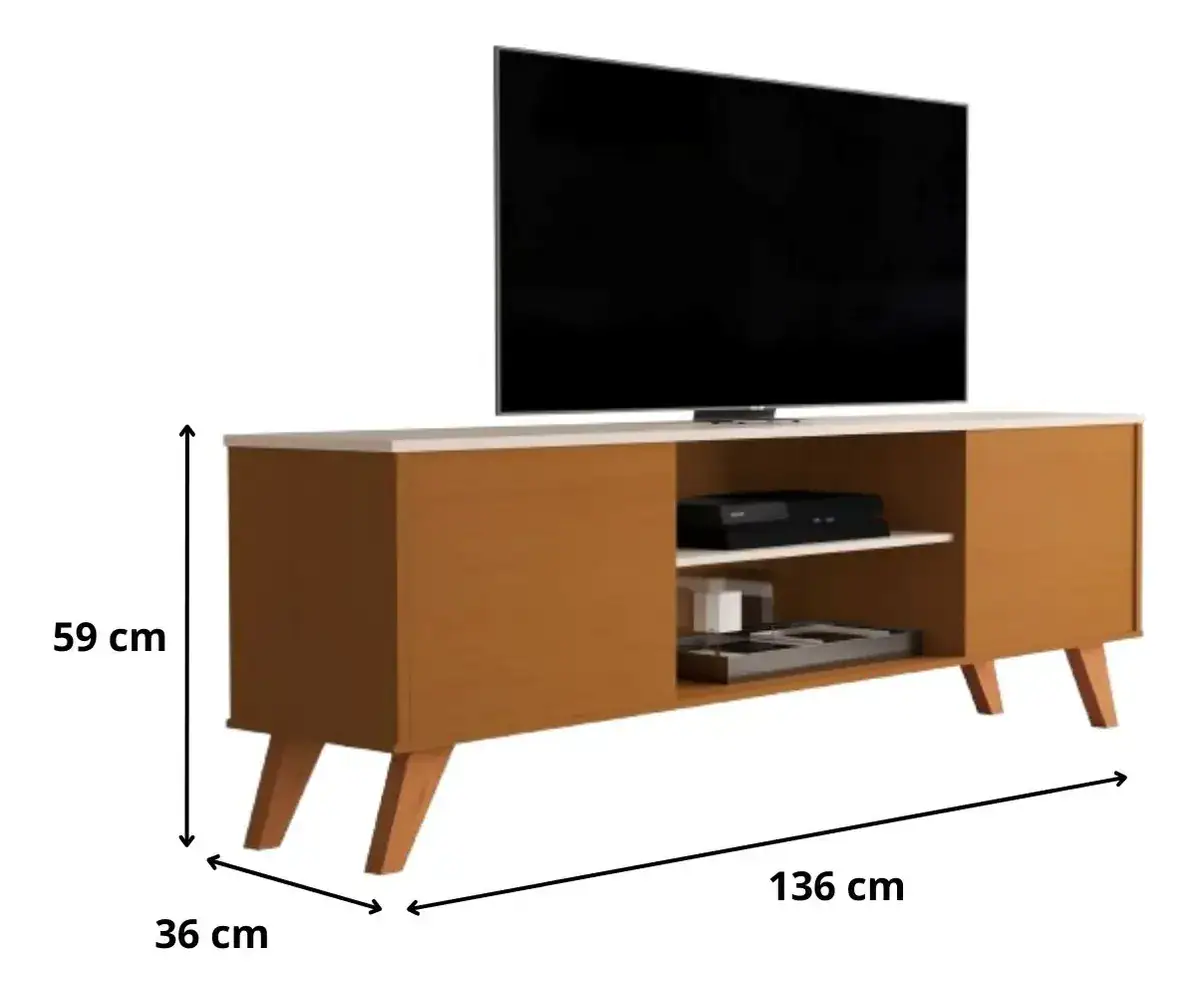 Rack Sala Estante Tv 58 Polegadas Home Bancada Helena