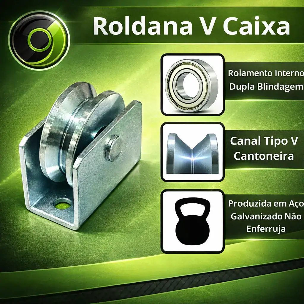 4 Unid. Roldana 1 1/2 V Com Caixa Para Portão De Correr