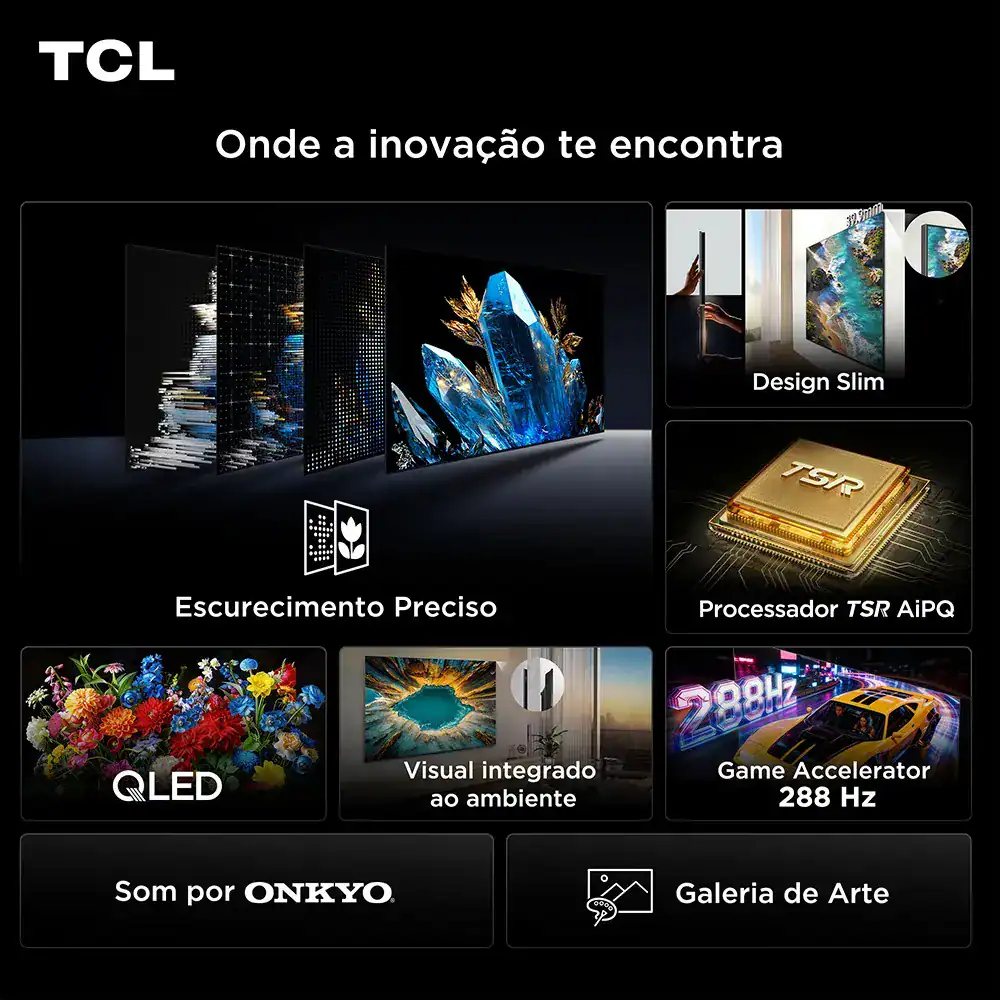 Smart Tv Tcl 55 Polegadas Qd-Mini Led 4k A400m Wifi Bluetooth Google Tv Hdr10+ 144 Hz Vrr 55a400m - Imagem 2