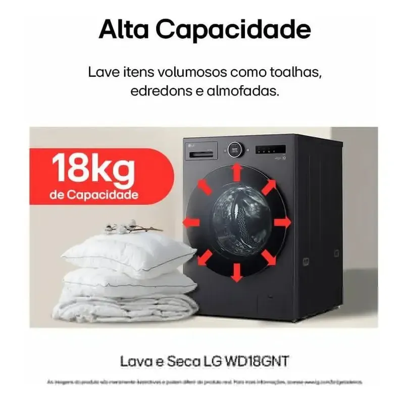 Lava E Seca LG Smart 95cm Com Ia 18kg Em Aço Inox Preto 220v Preto - Imagem 4