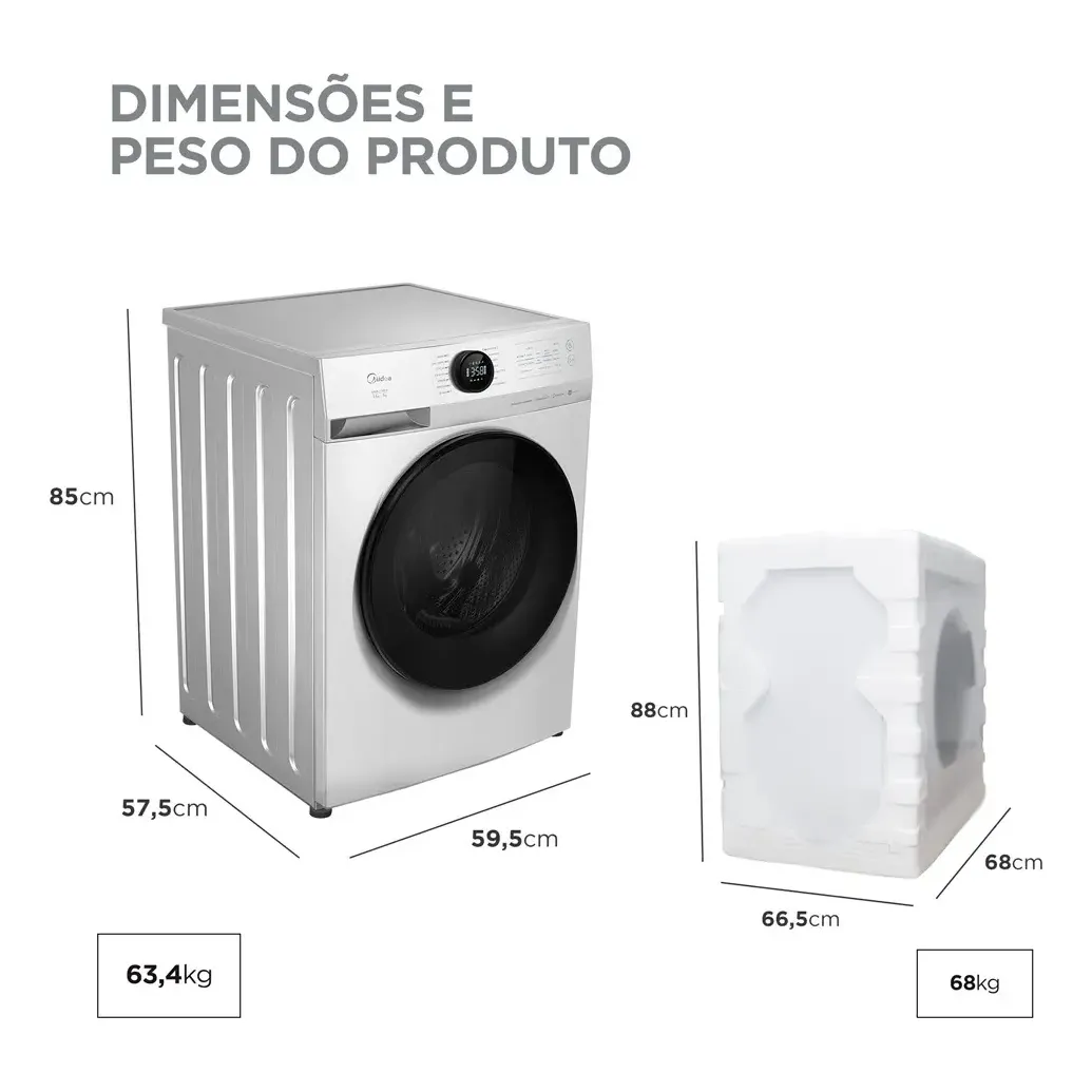 Lava E Seca 11kg Branca Slim Conectada Midea Branco - Imagem 9