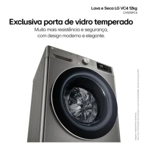 Lava e Seca Smart LG VC4 12kg Platinum 127V com Inteligência Artificial AIDD - CV5012PC4