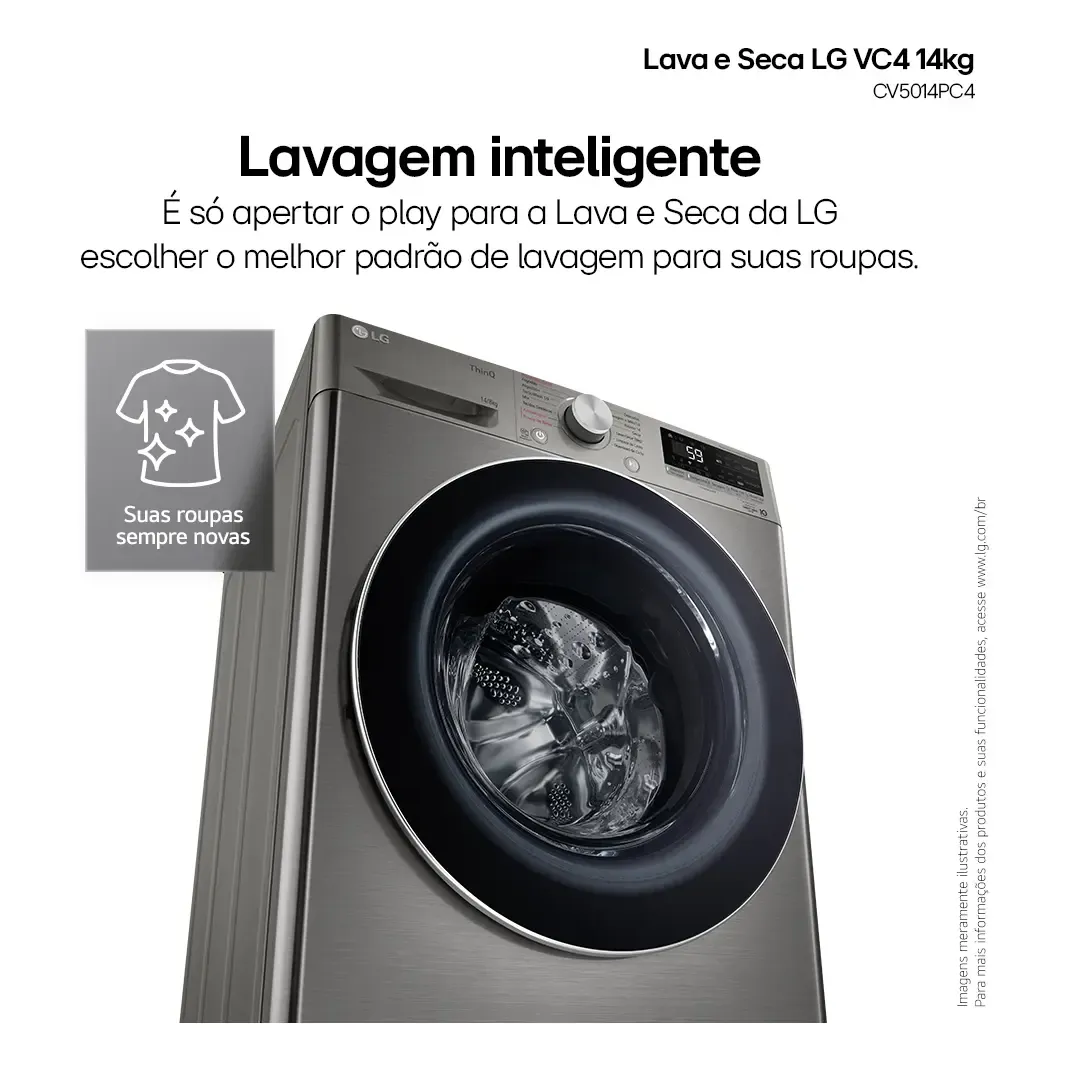 Lava e Seca Smart LG Vc4 Inox 14kg Cv5014pc4 IA - Imagem 7