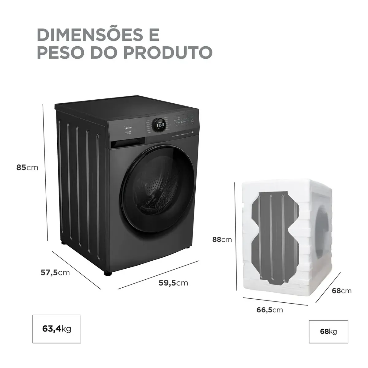Lava E Seca 11kg Titanium Slim Conectada Midea - Imagem 4