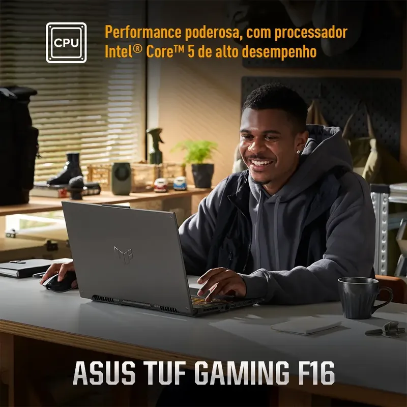 Notebook ASUS TUF Gaming F16, NVIDIA RTX 3050, Intel Core 5 210H 2,2 GHz, 8GB RAM, 512GB SSD, KeepOS Linux, Tela 16 - Imagem 3