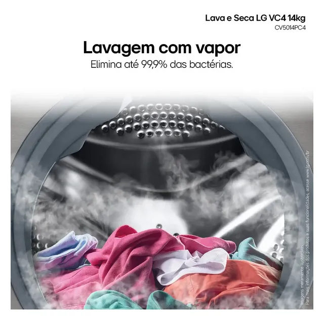 Lava E Seca Smart LG Vc4 14kg Inox Look Com Inteligência Artificial - Imagem 2