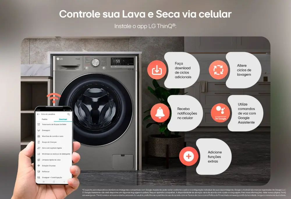 Lava E Seca Smart LG Vc4 14kg Inox Look Com Inteligência Artificial - Imagem 5