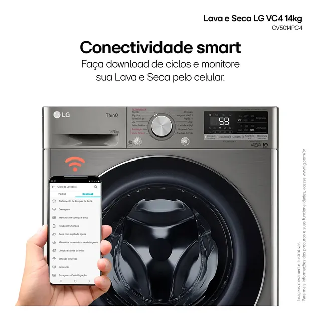Lava E Seca Smart LG Vc4 14kg Inox Look Com Inteligência Artificial - Imagem 8