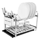 Escorredor Pratos Louça Louca Inox Para 16 Pratos Cozinha Restaurante Bar Com Porta Talher Inox Bandeja Coletora De Agua - Imagem 4