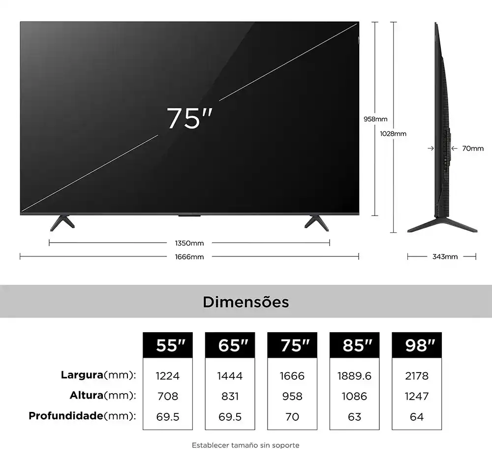 Smart TV TCL 75 Polegadas QLED 4K P8L WiFi Bluetooth Google TV HDR10+ 144 Hz VRR 75P8L - Imagem 5